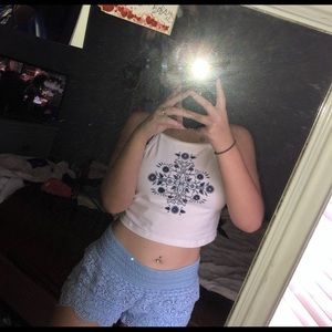 Cute Crop Top and Purple Crochet Shorts!